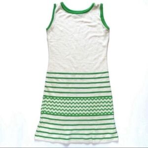 VINTAGE Country Set Knit Kelly Green and Cream Dress